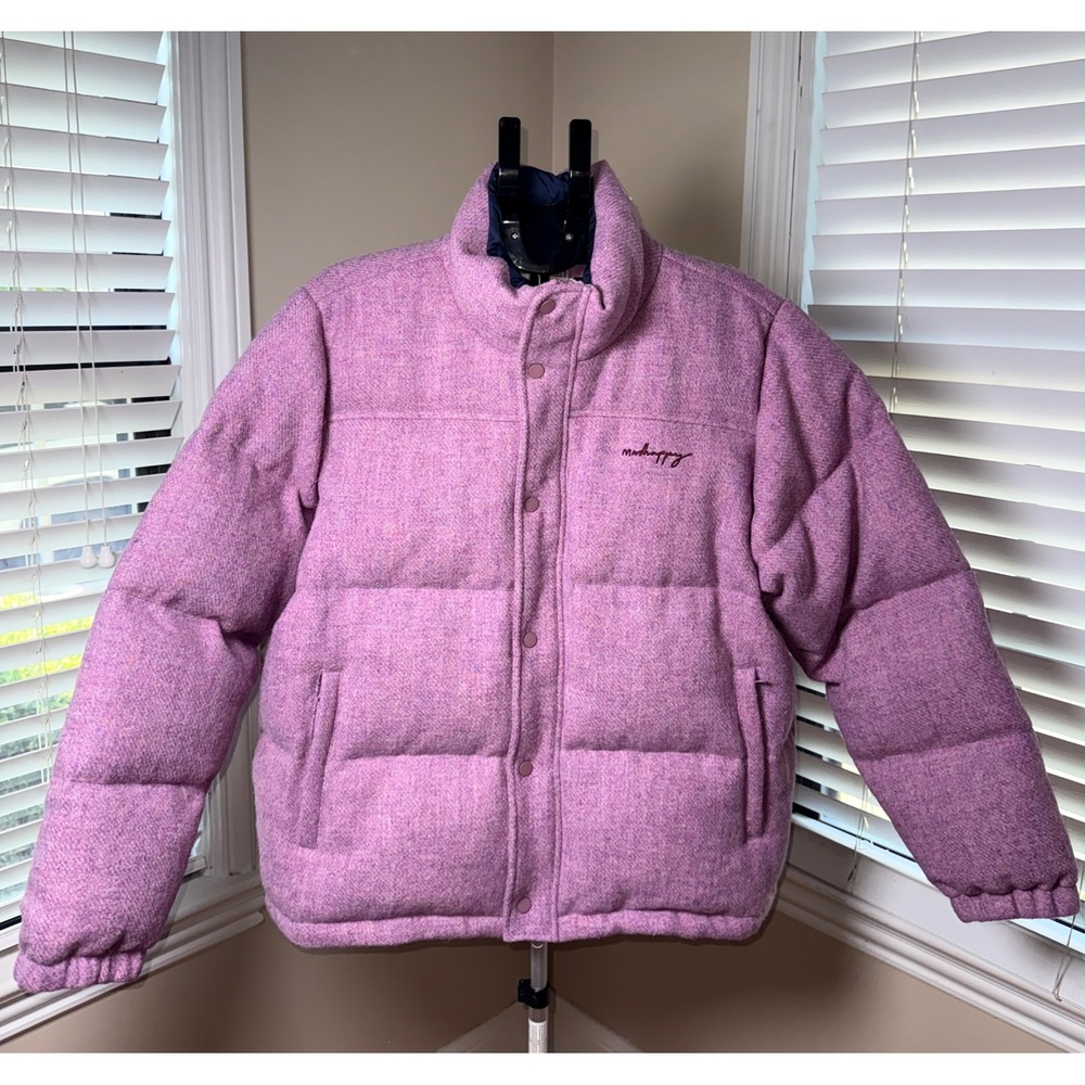 Madhappy Harris Tweed Puffer Jacket Violet Purple Wool XL 7U049N198-VLT-XL NWT